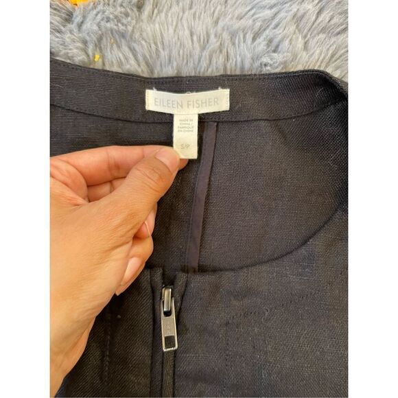 Eileen fisher organic linen black utility jacket size small - Picture 6 of 7